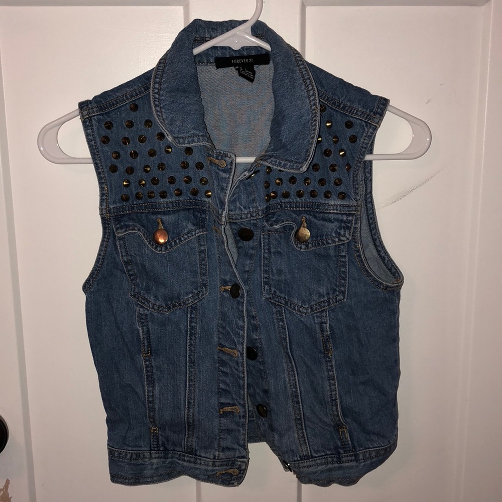 Studded Jean Vest